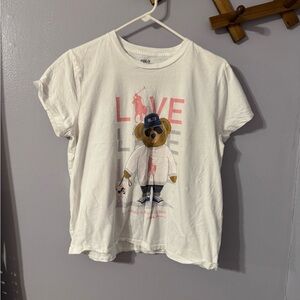 Polo by Ralph Lauren White Short-Sleeve Tee with Bear Graphic and Pink Logo